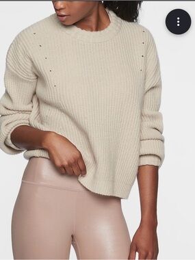 Athleta Lucca Wool Cashmere Balloon Sleeve Crop Sweater